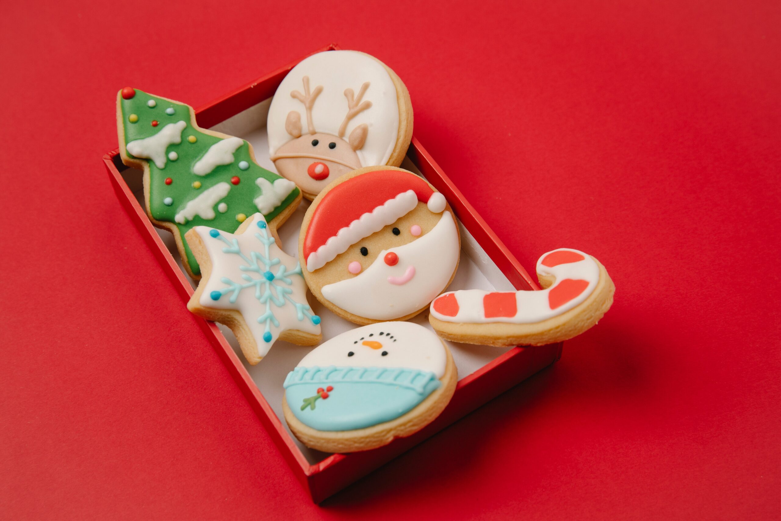 a plate of holiday cookies.